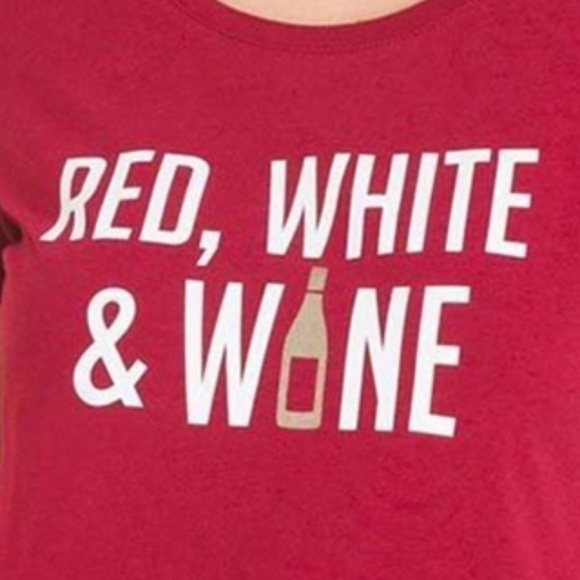 🌸 WINE, eh? Chico's Zenergy Red, White and Wine Shirt top tee shirt Cherry Red - Picture 5 of 9